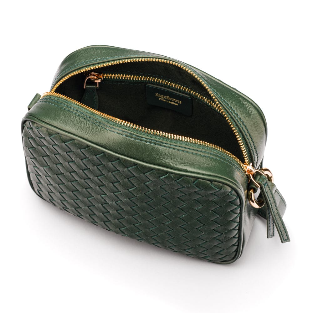 Ivy woven camera bag, green, inside