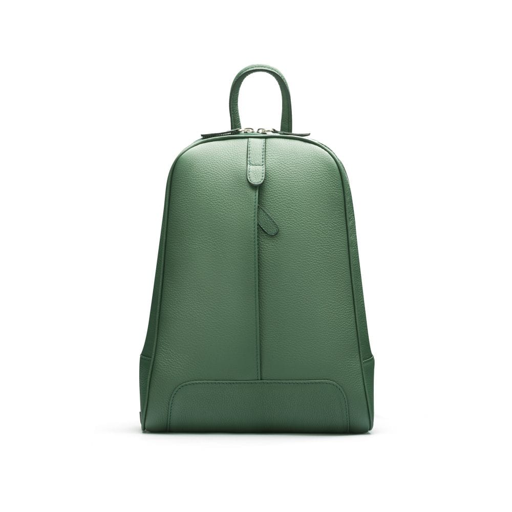 Ladies leather backpack, green, front