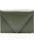 Leather business card envelope, green, front
