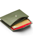 Leather business card holder, green, inside