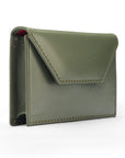 Leather business card holder, green, side
