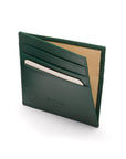 Leather side opening flat credit card case, green, inside