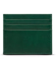 Leather side opening flat credit card case, green, front