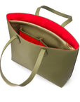 Luxury Leather Tote Bag and Shopper, Green, inside