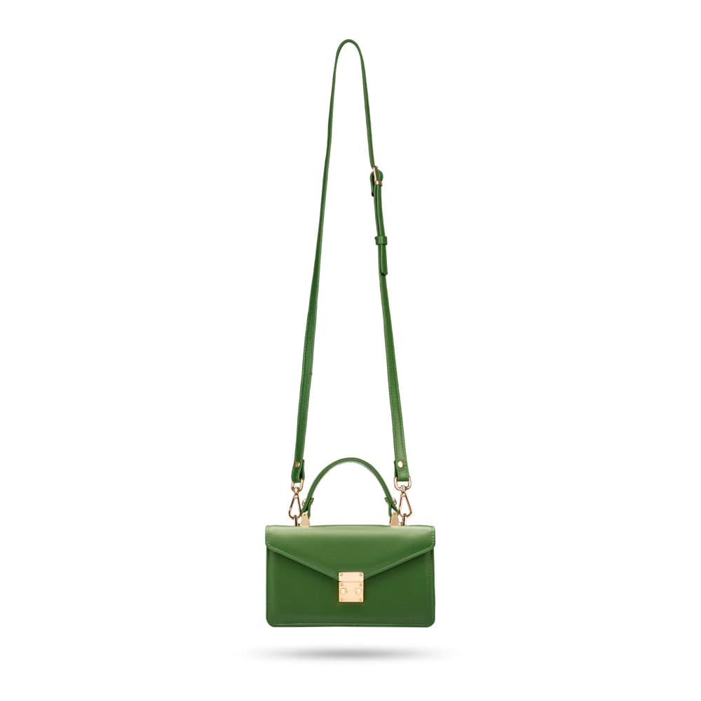 Maya top handle bag, green, with shoulder strap