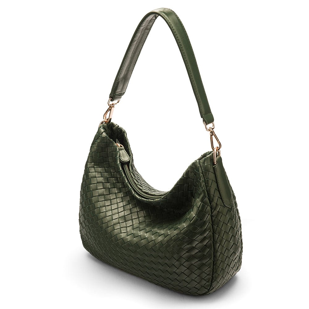 Melissa Slouchy Leather Woven Bag - Green