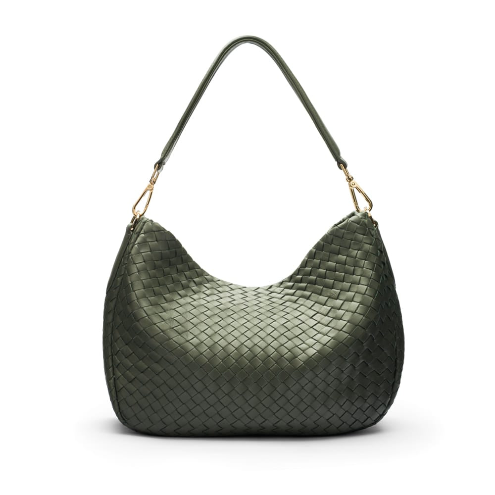 Melissa slouchy woven leather bag, green, back