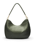 Melissa slouchy woven leather bag, green, back