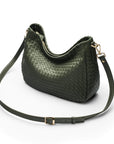 Melissa slouchy woven leather bag, green,, with detachable strap