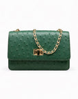 Mini Julia bag, green ostrich, front