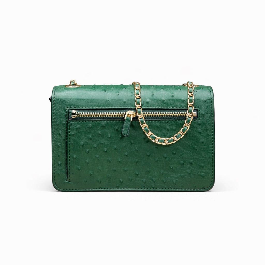 Mini Julia bag, green ostrich, back