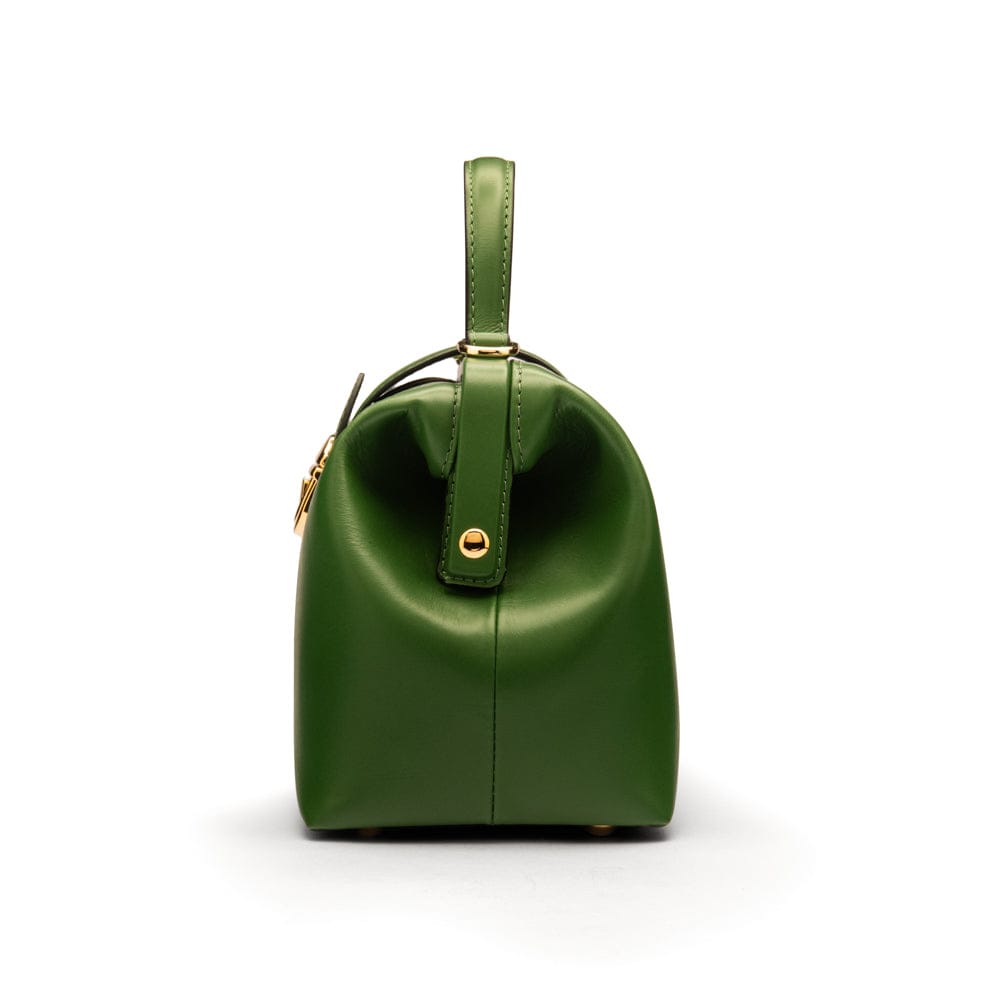 Mini leather Gladstone bag, green, side