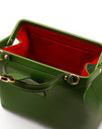 Mini leather Gladstone bag, green, open