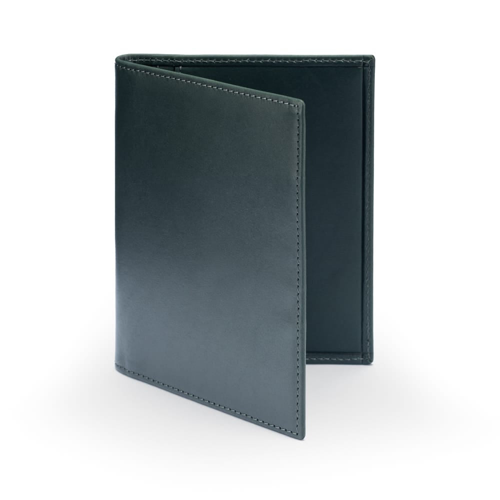 RFID Leather Passport Holder, Green, front
