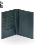RFID Leather Passport Holder, Green, inside