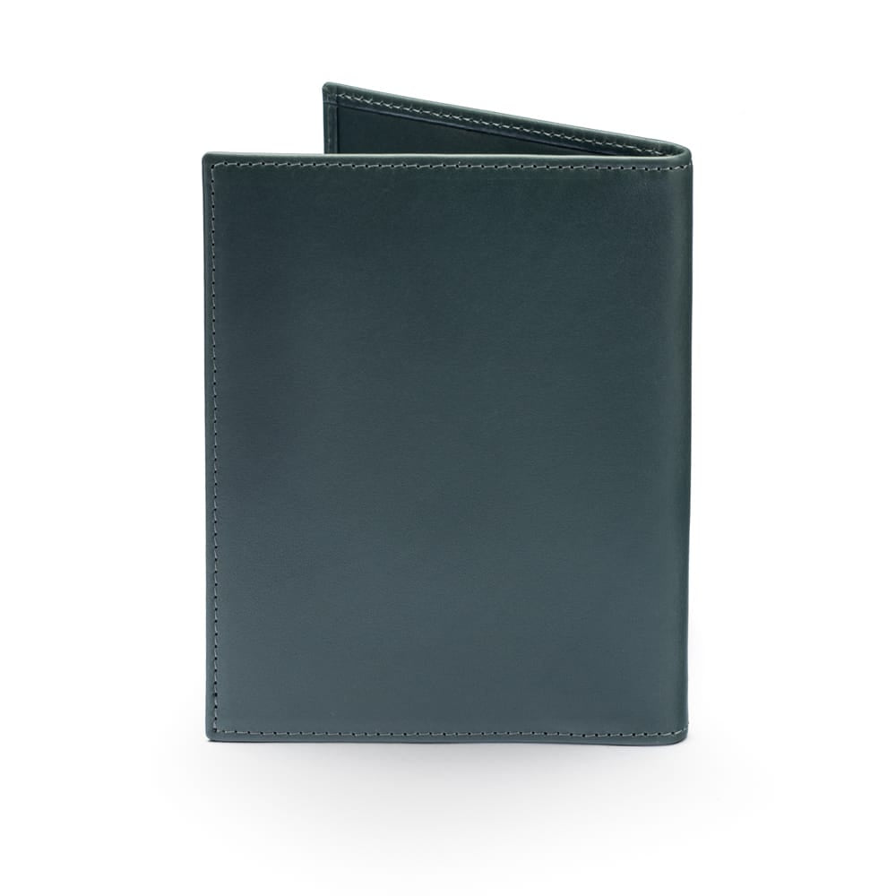 RFID Leather Passport Holder, Green, back view