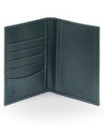 RFID Leather Passport Holder, Green, inside view