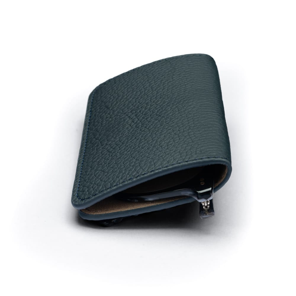 Slim Leather Glasses Lens Cover with Magnetic Closure, Green, side