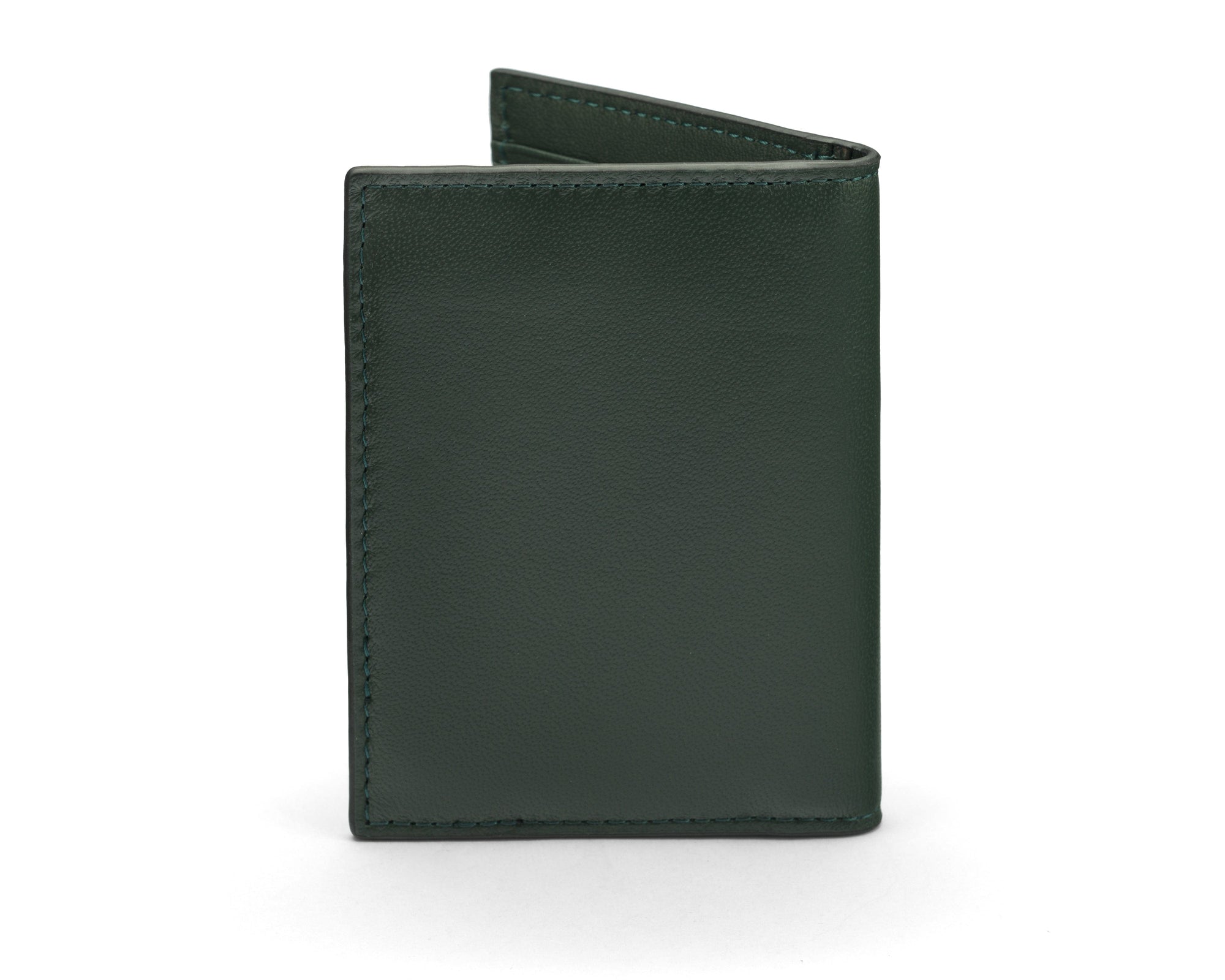 RFID Credit Card Wallet in green leather, back