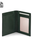 RFID Credit Card Wallet in green leather, inside