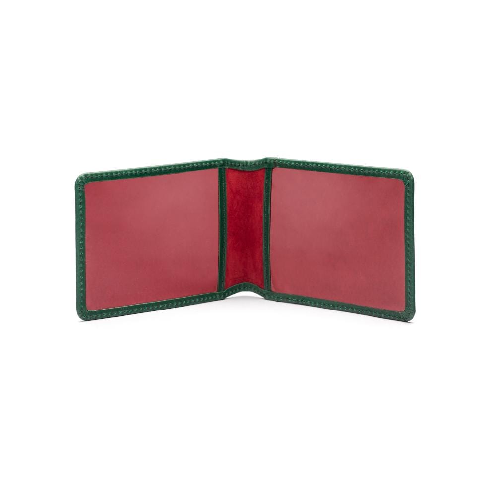 Leather Oyster card holder, green, open