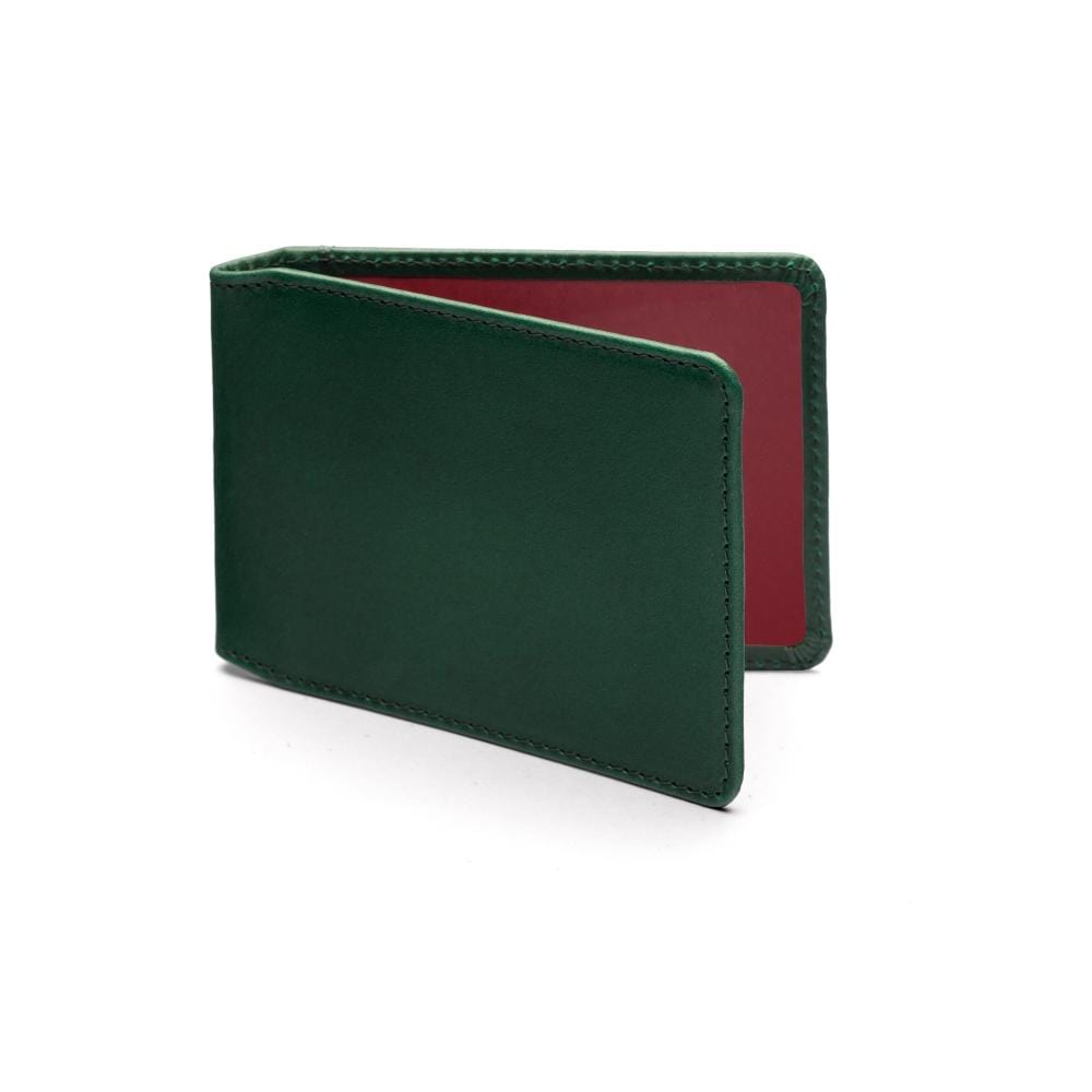 Leather Oyster card holder, green, front