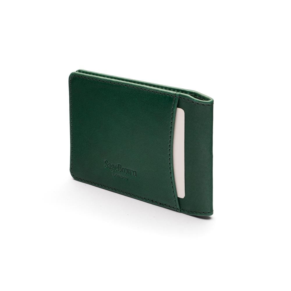 Leather Oyster card holder, green, back