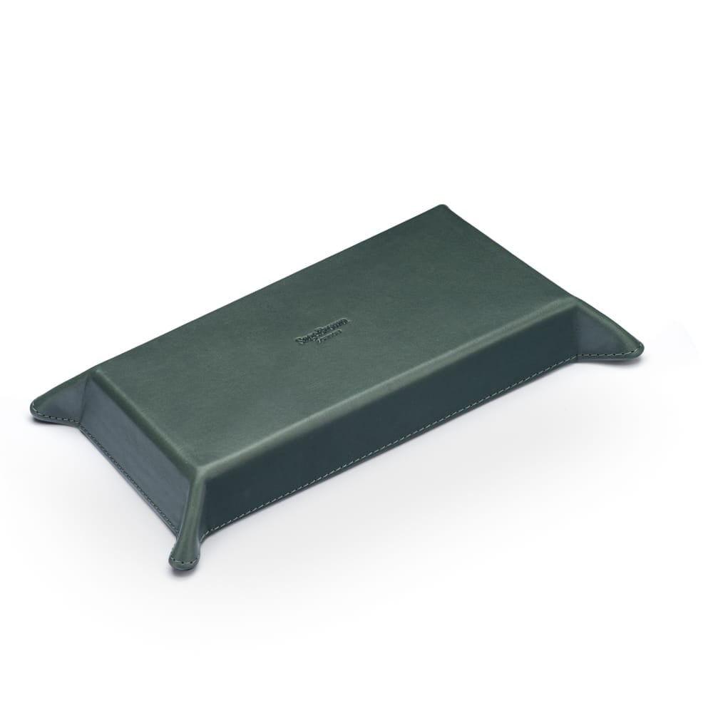 Rectangular Leather Valet Tray, Green With Red, base