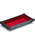 Rectangular Leather Valet Tray, Green With Red