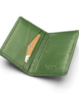 Woven leather card holder, green, inside