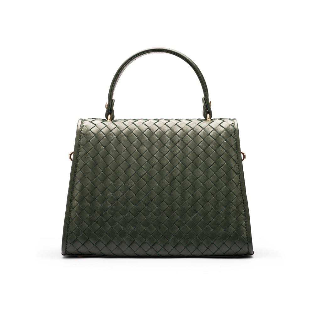 Woven leather Sabrina bag, green, back