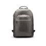 Men's leather 15" laptop backpack, grey croc-effect, front