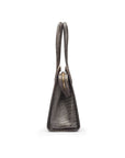 Ladies' leather 15" laptop handbag, grey croc, side