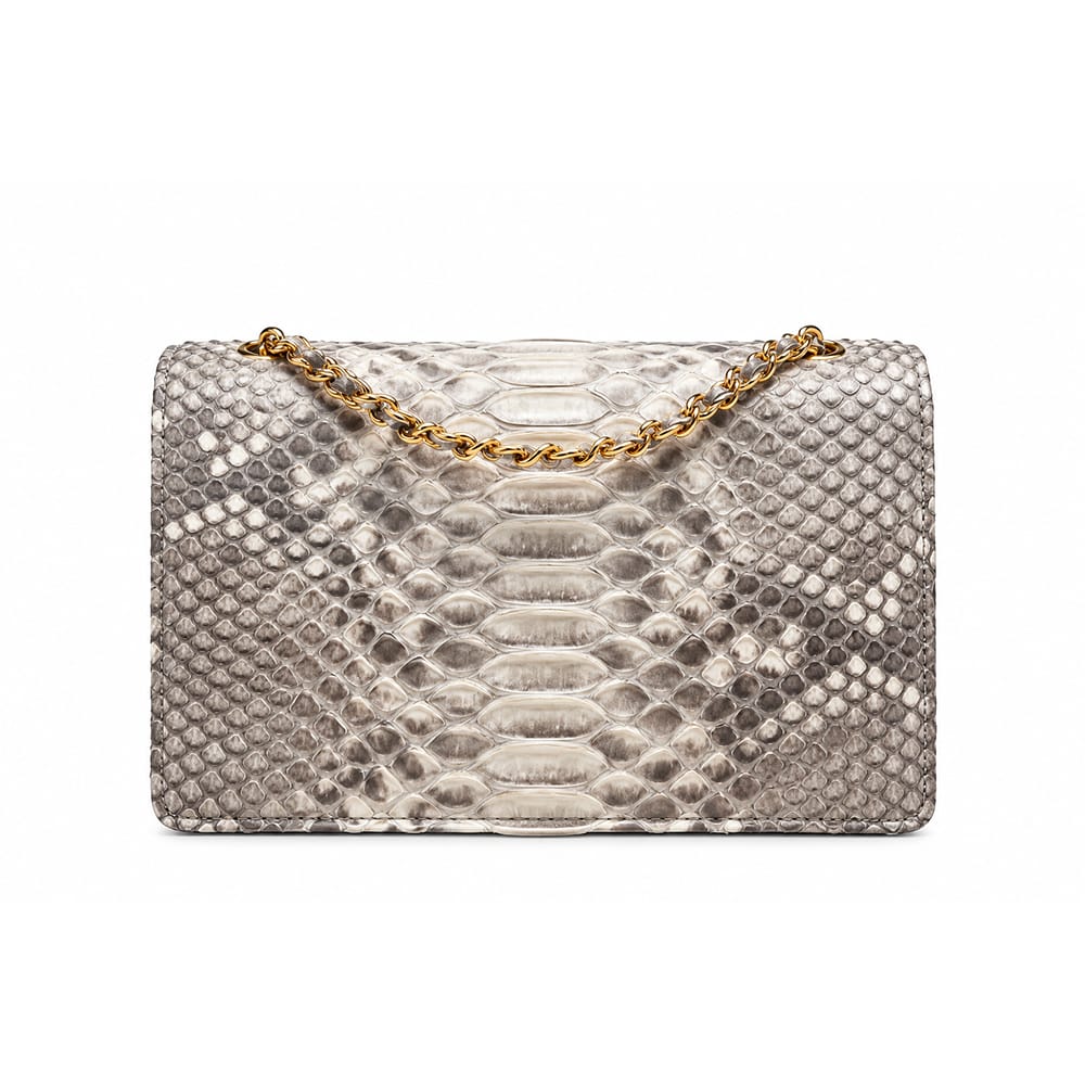 Mila Genuine Python Leather Crossbody &amp; Shoulder Bag, Grey, back