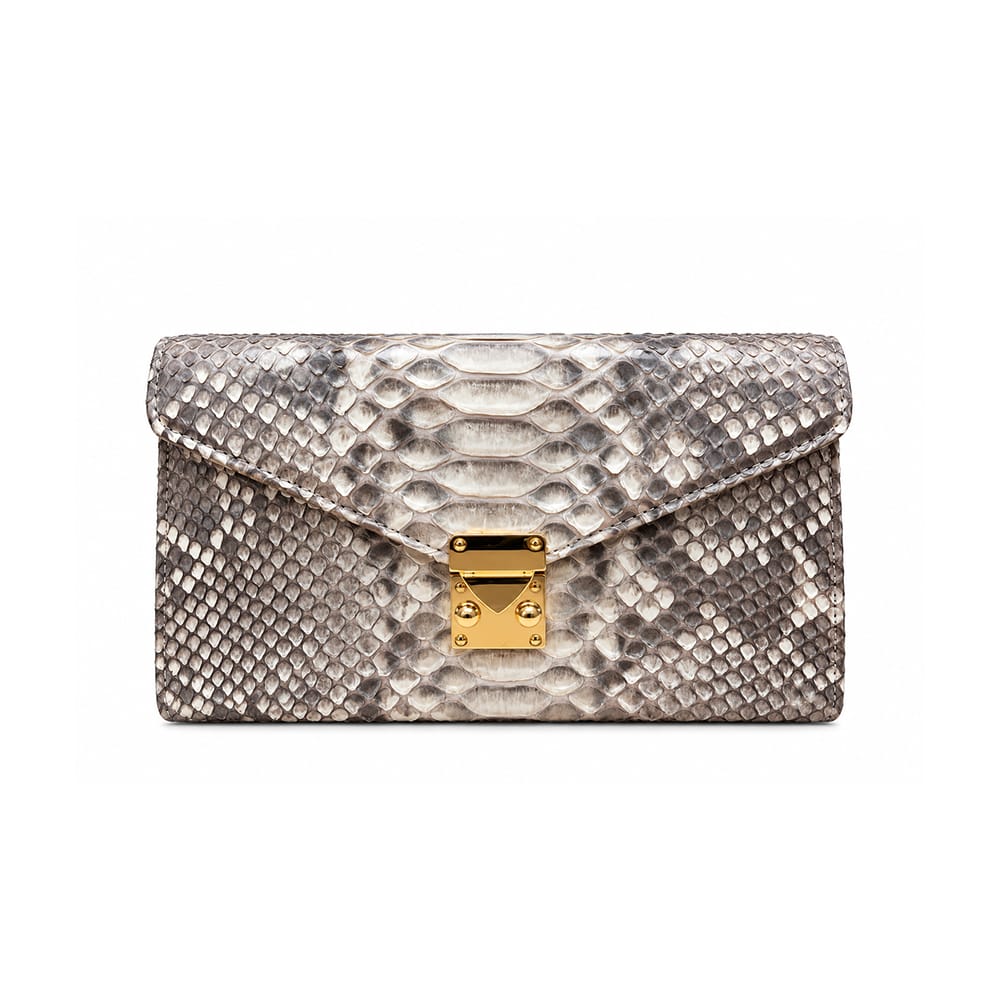 Mila Genuine Python Leather Crossbody &amp; Shoulder Bag, Grey, front
