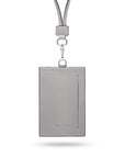 Leather lanyard ID card holder, grey, back