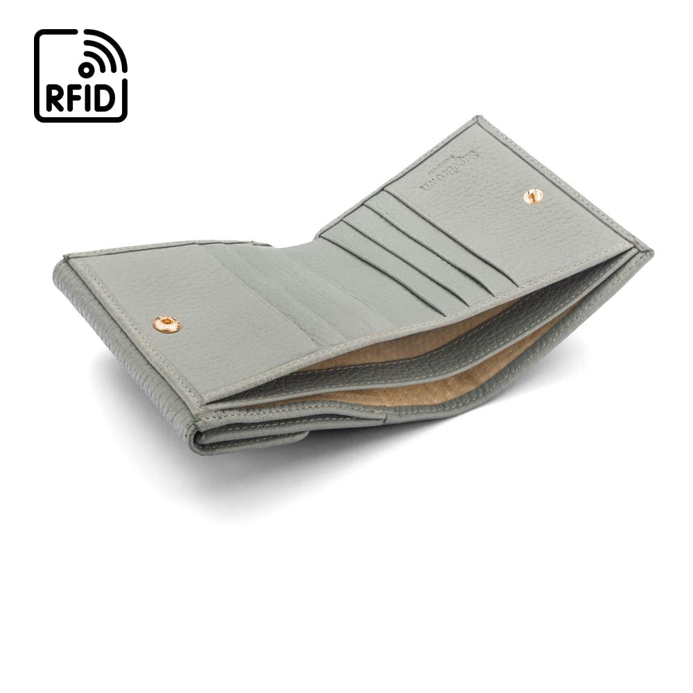 RFID leather purse, grey, inside