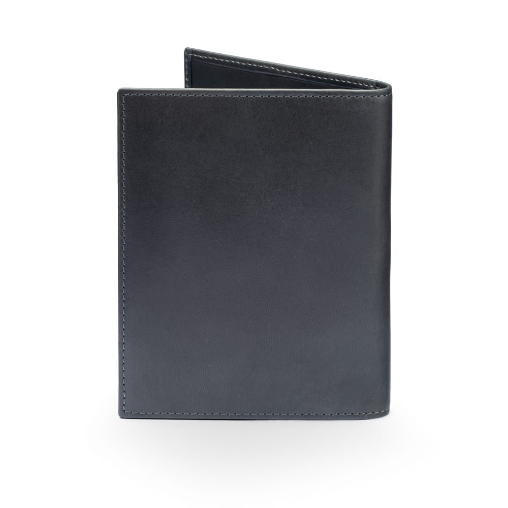 RFID Leather Passport Holder, Grey, back view