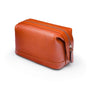 Leather wash bag, havana tan, side view