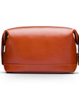 Leather wash bag, havana tan, front