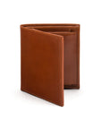 Compact RFID leather wallet with coin purse, Havana tan, front