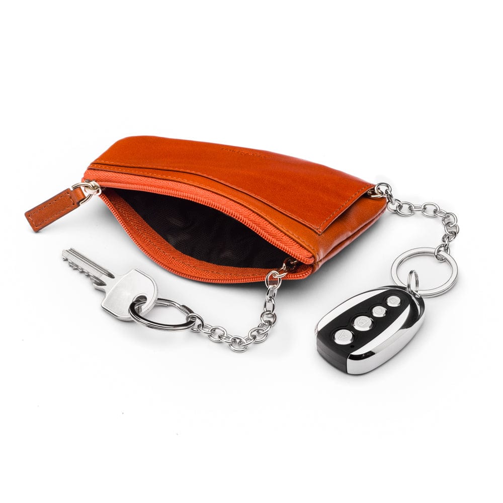 Large leather key case, havana tan