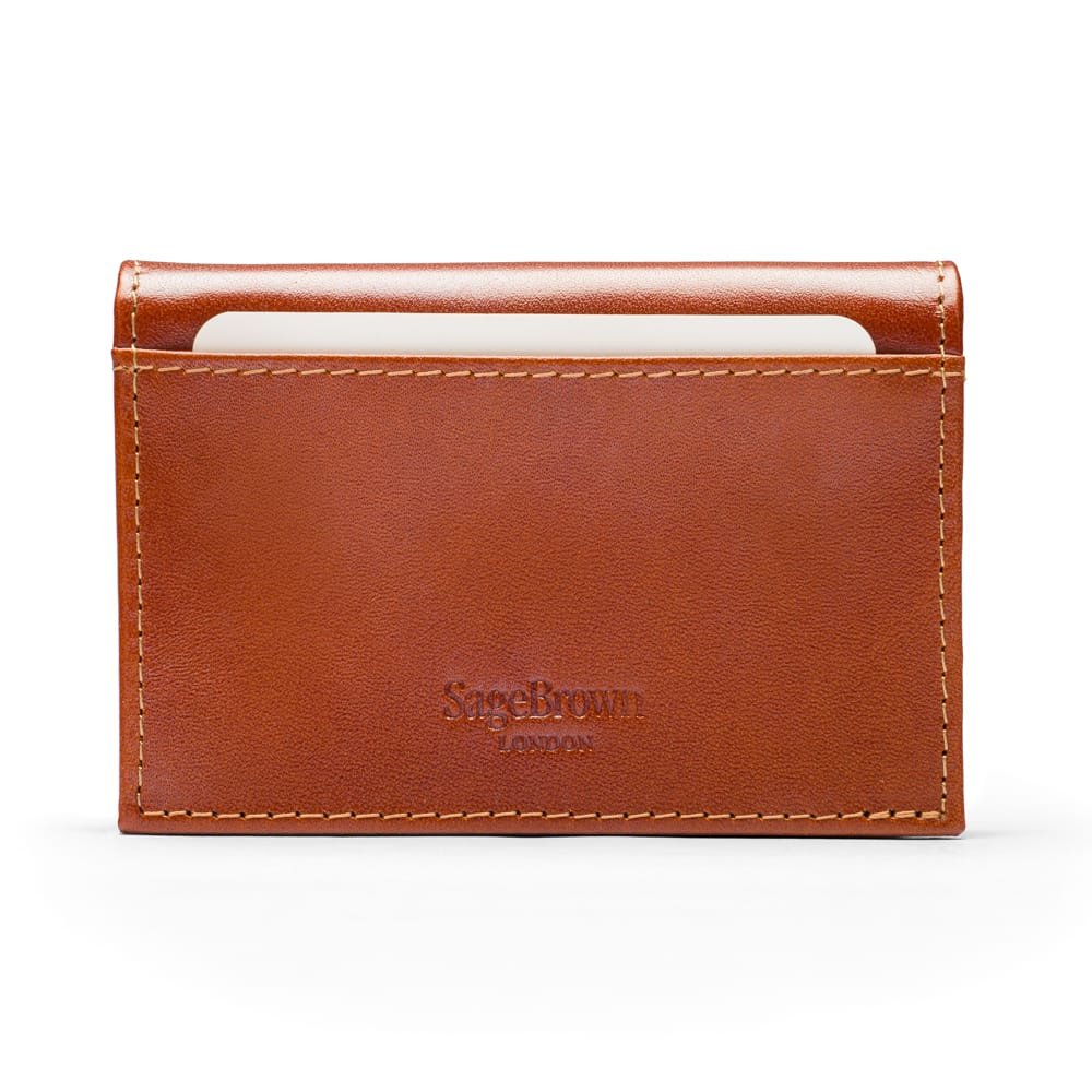 Leather business card holder, Havana tan, back