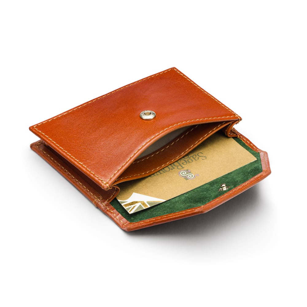 Leather business card holder, Havana tan, inside