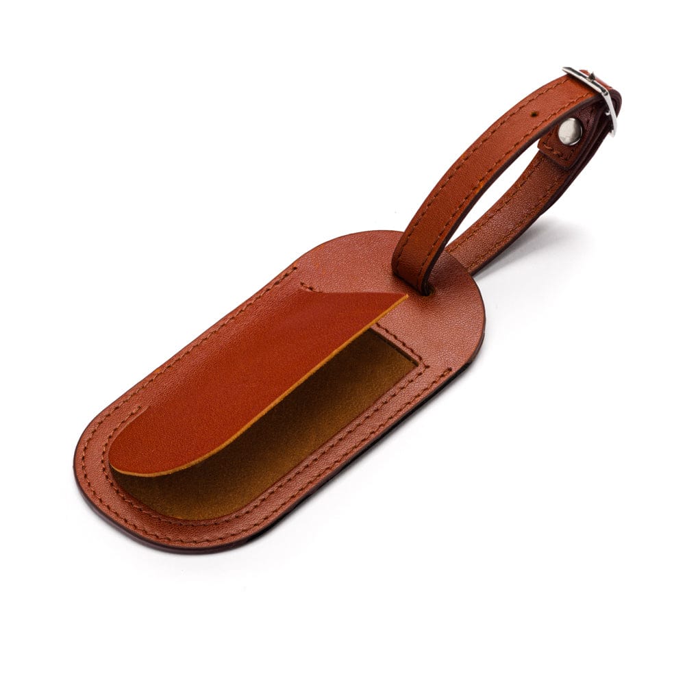 Leather luggage tag, havana tan