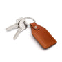 Rectangular leather key fob, havana tan, front