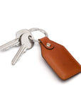 Rectangular leather key fob, havana tan, front