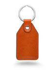 Rectangular leather key fob, havana tan, front