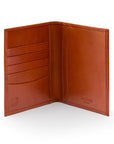 RFID leather passport holder, havana tan, inside