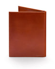 RFID leather passport holder, havana tan, back view